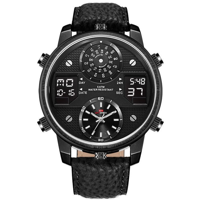 Men's Water-Resistant Sports Quartz Watch Black