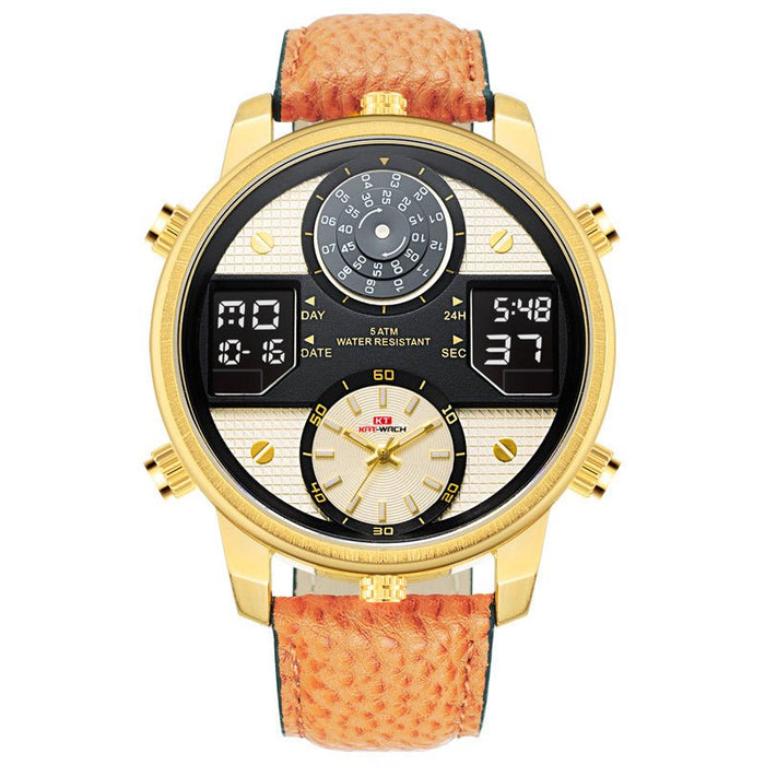 Men's Water-Resistant Sports Quartz Watch Gold