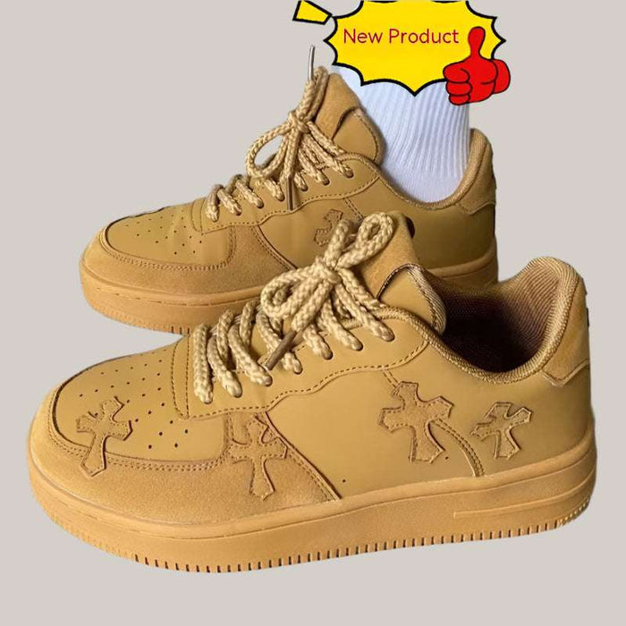 Retro Platform Sneakers in Wheat