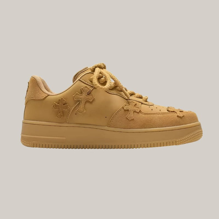 Retro Platform Sneakers in Wheat