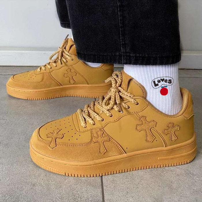 Retro Platform Sneakers in Wheat Wheat