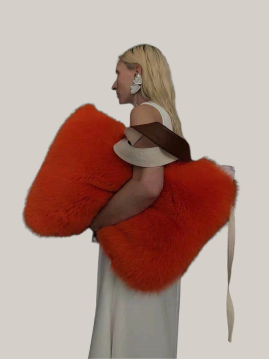 Women's Fur Handbags Orange