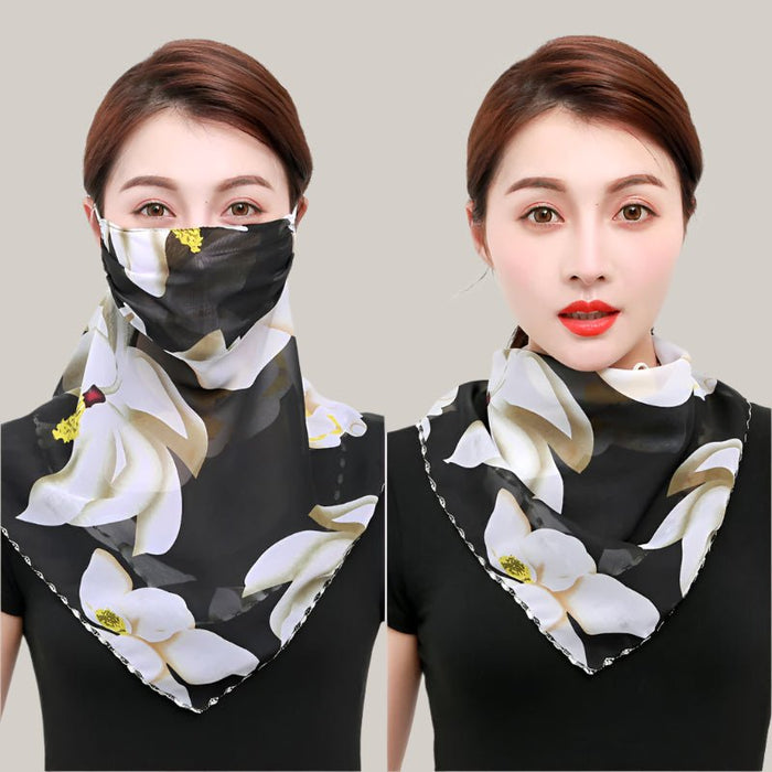 Women's Sun-Protection Scarf Black lily