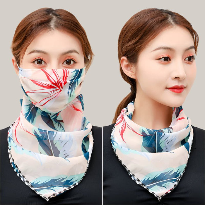 Women's Sun-Protection Scarf Blue feather